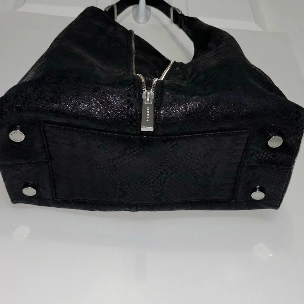NEW MK Michael Kors Newman python black leather embossed purse bag tote